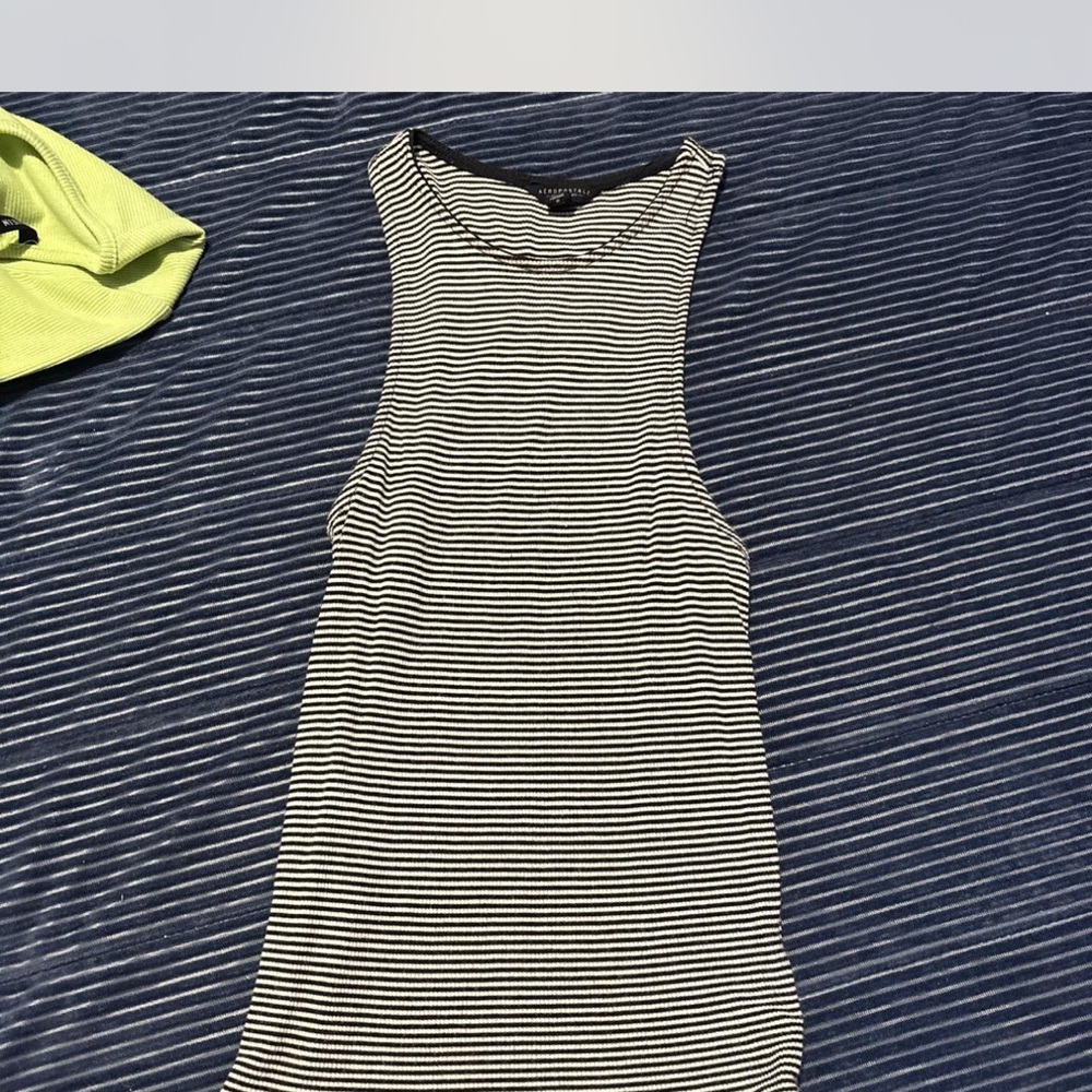 Aeropostale Black and White Striped Tank Top